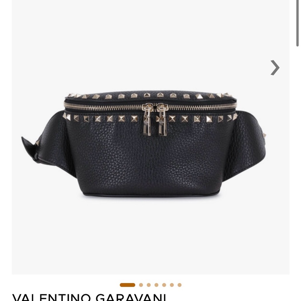Valentino Garavani Black Leather Rockstud Belt Bag with Gold Hardware